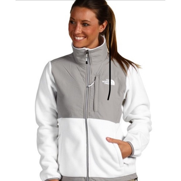 The North Face Womens Denali Fleece Jacket Full Zip Gray White XL XLarge - Picture 1 of 10